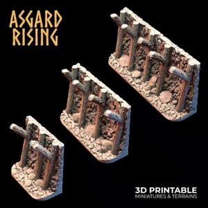 Straight Wall, Terrain Scatter Props Miniature, Wooden Wall, Viking's Hideout - Imagen 1 de 6