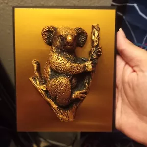 Vintage Copperama Australian Souvenirs Koala Bear Hanging on a Tree Wall Plaque - Picture 1 of 7