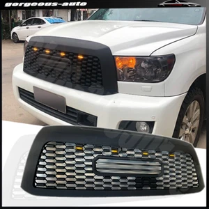Black Front Grille Fits For TOYOTA Sequoia 2008-2018 Upper Grill W/Light - Picture 1 of 12