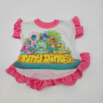 Vestido camisón vintage Tiny Dinos pijama bebé 12 meses 1987 United Feature Foto 1 de 4