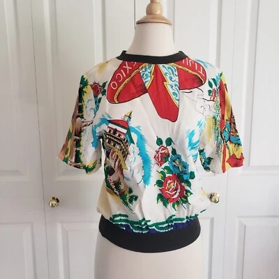 Bufanda turística de México vintage años 50 camisa gaucha pequeña Foto 1 de 4