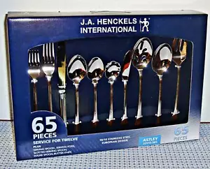 【NEW】J.A. HENCKELS INTERNATIONAL 18/10 STAINLESS STL ASTLEY 65-PC FLATWARE SET - Picture 1 of 12