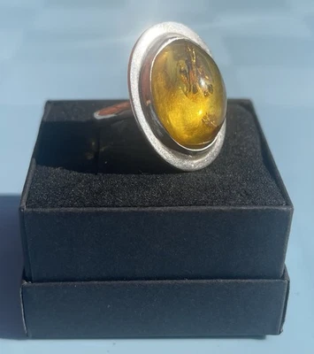 Citrus Yellow Baltic Amber 925 Sterling Silver Ring - Image 1 of 4