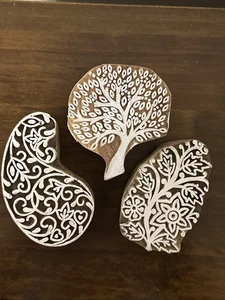 Set of 3 Shapes various Design Printing Block Wooden Stamp New WBS 47 - Picture 1 of 5