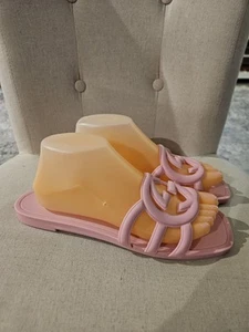 Gucci Interlocking Pink Plastic Sandals Shoes Slides Size 10 Pre-owned No Box - Imagen 1 de 9