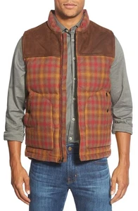 Timberland X Pendleton Wool Puffer Vest XXL Plaid Leather Down Filled Country - Picture 1 of 14