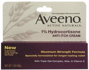 Aveeno Active Naturals 1% Hydrocortisone Anti-Itch Cream Maximum Strength 1 oz - Picture 1 of 4