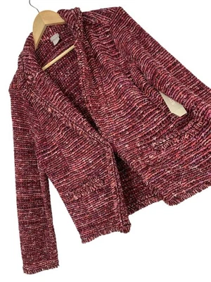 Chaqueta Blazer Chicos Mujer Tweed Detalle Flecos Talla L Rojo/Rosa RH10465 Foto 1 de 4