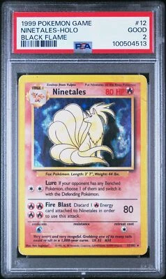 PSA 2 Ninetales Holo 1999 Pokemon Game 12/102 Black Flame Error POP 2 - Image 1 of 2