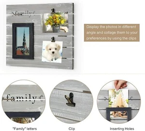 Pine Wood Family Photo Collage Frame Display Board wFast Ship - Picture 1 of 10