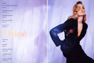 1992 Chloe Javier Vallhonrat Karen Mulder moda 2 páginas anuncio de revista - Imagen 1 de 1