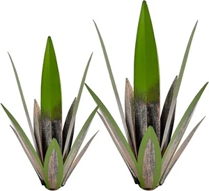 2 Pack Metal Agave Garden Art Sculptures Rustic Lawn Ornaments Green New - Picture 1 of 7