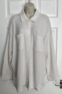 NEU M&S Lounge-Shirt Damen Elfenbein Waffel Strick Größe M - Bild 1 von 4