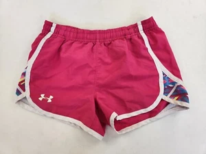 Under Armour Loose Heatgear Kids Girls Y Md Running Active Pull On Red Stretch - Picture 1 of 8
