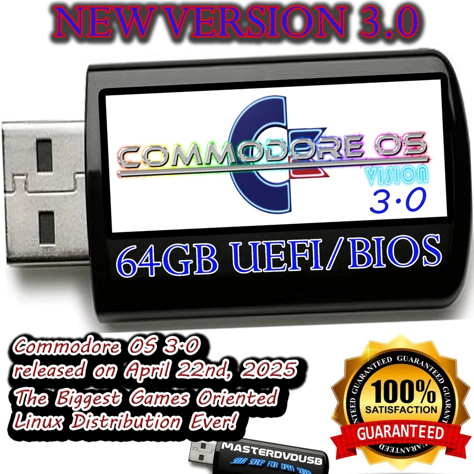 Commodore OS Vision 3.0 USB Bootable Installer The Ultimate Gaming Linux OS - Image 1 of 1