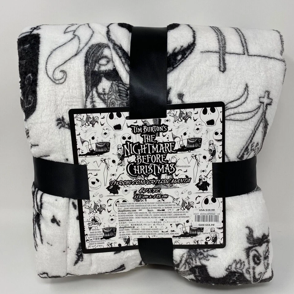 Disney Tim Burton's The Nightmare Before Christmas Fleece Throw 60" "