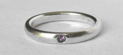 Anillo Tiffany Co Elsa Peretti Esterlina Minimalista Zafiro Rosa Pila Talla 5.5 Foto 1 de 4