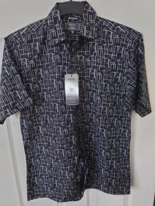 Ciro Citterio primo Black White Geometric Short Sleeve Shirt - Size S - Picture 1 of 8