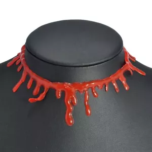 Collana Halloween Goccia di Sangue Girocollo Raccapricciante Gotico Horrow Spaventoso Slash - Foto 1 di 4