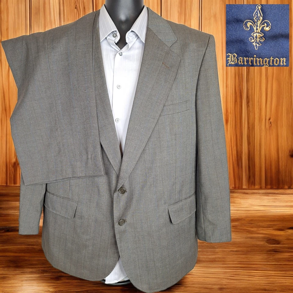 Traje Barrington 2 Piezas Para Hombre 46S 40X28 Gris Rayas Mezcla Lana Foto 1 de 4