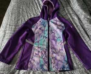 FREE COUNTRY JACKET GIRLS PURPLE WITH FLOWERS SIZE 7/8 FLEECE LINED - Picture 1 of 4