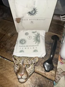 Signed Sergio Bustamante Sterling Silver Cheetah Brooch Pendant - Picture 1 of 11