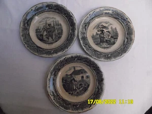 GIEN 3 ASSIETTES  PLATES  PARLANTE N ° 5..6 .. 11 DIAMETRE 20CM - Picture 1 of 5