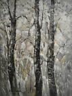 Large Canvas Original Acrylic Black and White Trees Art. 30in x 40in by Hunoz