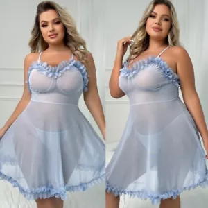 Plus Size Women Sexy Lingerie Teddy Babydoll Underwear Nightgown Backless Dress - Picture 1 of 16