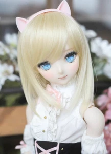 Peluca de pelo para muñeca Pullip Bjd de 1/3 8-9-10" hombro largo suave capa rubia rollo de arco - Imagen 1 de 1