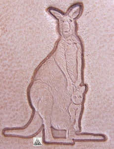 Australian Animal Kangaroo Family 1" strumento con timbro in pelle scultura in pelle - Foto 1 di 2