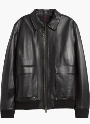 Bugatchi Men’s Front Full Zip Leather Bomber Jacket Size XXL Excellent Condition - Image 1 of 4