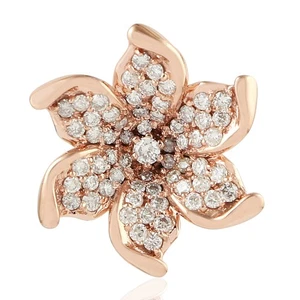 Colgante de flor de diamante natural de oro rosa de 18k elegante joyería rega... - Imagen 1 de 6