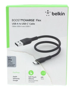 Belkin Boost Charge Flex USB A to USB C Cable 6 inch - Photo 1 sur 1