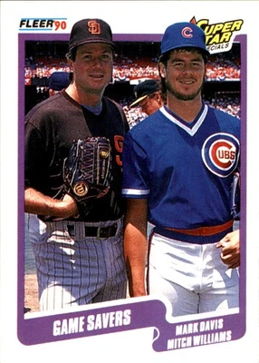 Mark Davis / Mitch Williams 1990 Fleer #631 FREE SHIPPING AutographDen - Image 1 of 2