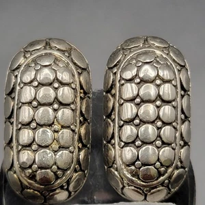 Sterling Buddha Pebble Batu Kali Dome Oval Stud Earrings John Hardy Design Vibe - Picture 1 of 17