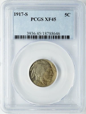 1917-S BUFFALO NICKEL 5C PCGS XF 45 - Image 1 of 2