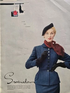 1946 womens Swansdown Check By Miron Suit Vintage fashion ad - Picture 1 of 1