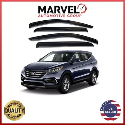 Para Hyundai Santa Fe 2013-2018 Visera de ventana negra Protector de lluvia Deflectores Foto 1 de 3