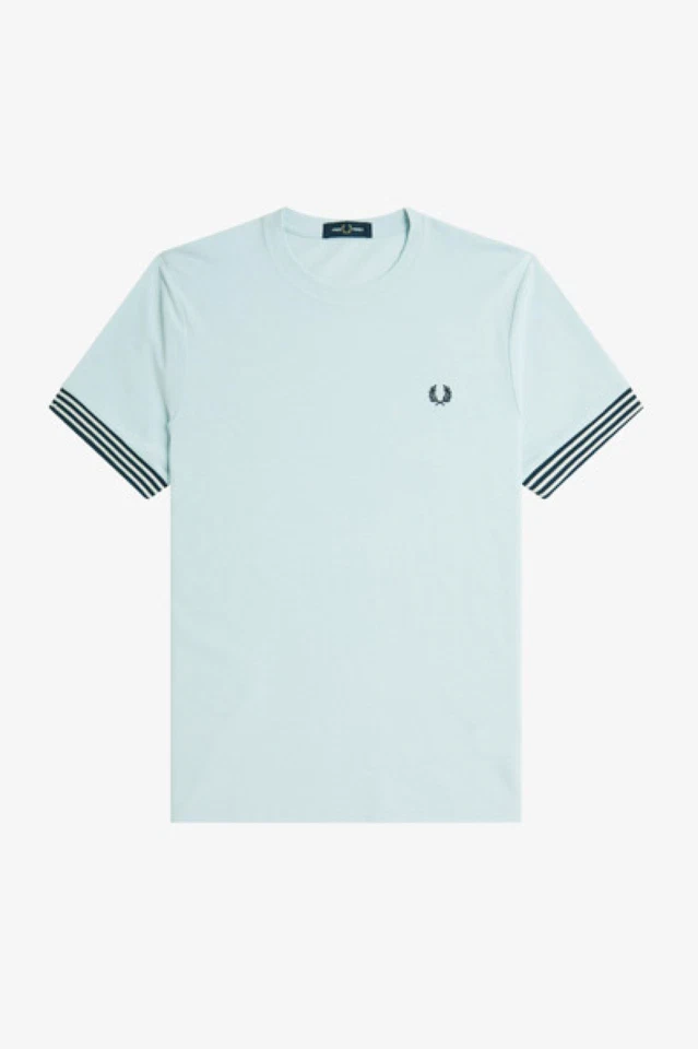 T-shirt Fred Perry con polsini a righe/ghiaccio leggero - XL DHL NEXT DAY SRP £60,00 - Immagine 1 di 1