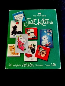 1 Norcross LEERKARTON, einmal 24 Vintage Weihnachtsgrußkarten Just Kittens, Liebling - Bild 1 von 5