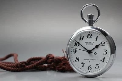 [N MINT] SEIKO PRECISION 6110-0010 Hand Winding Railway Pocket Watch 21J JAPAN - Image 1 of 4