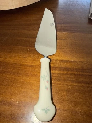 Servidor de tartas/pasteles Lenox hoja de acero inoxidable mango de cerámica floral Foto 1 de 2