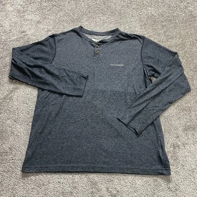 Columbia Omni Wick Shirt Mens Medium Blue Henley Long Sleeve Hiking Outdoor Tee - Image 1 of 4