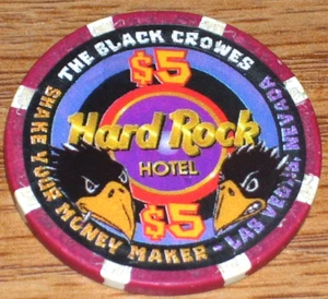 $5 THE BLACK CROWS LIVE CHIP FROM THE HARD ROCK CASINO LAS VEGAS - Picture 1 of 3