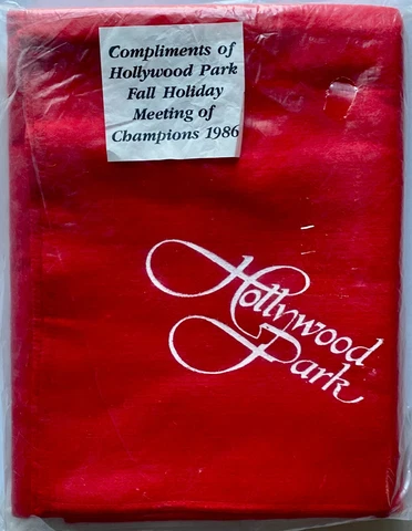 1986 Vintage Hollywood Park Horse Race Track RED Acrylic Fiberwoven Blanket Cover