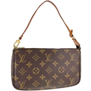Bolso de Mano Louis Vuitton Monograma Pochette Accesorios Cuero Tela Marrón 3027 - Imagen 1 de 23