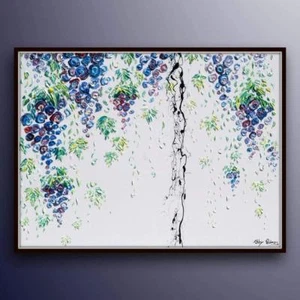 Weinberg Weinrebe ERSTAUNLICH! 40" Original Ölgemälde auf Leinwand, lila & grün - Bild 1 von 5