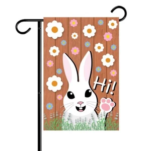 Hello Rabbit Double-Sided Garden Flag 12x18 Outdoor Welcome Yard Flags - Photo 1/9