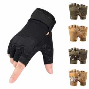 Tactical Hard Knuckle Half Finger Gloves Army Military Airsoft Work Fingerless - Picture 1 of 17